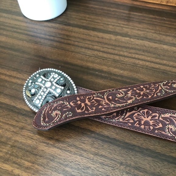 Justin Women's Vintage Cross Belt - Cognac waist 36 - Picture 9 of 9